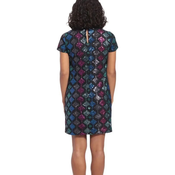 NEW london times Women's Diamond Sequin T-Shirt Dress - size 2 - Picture 2 of 9